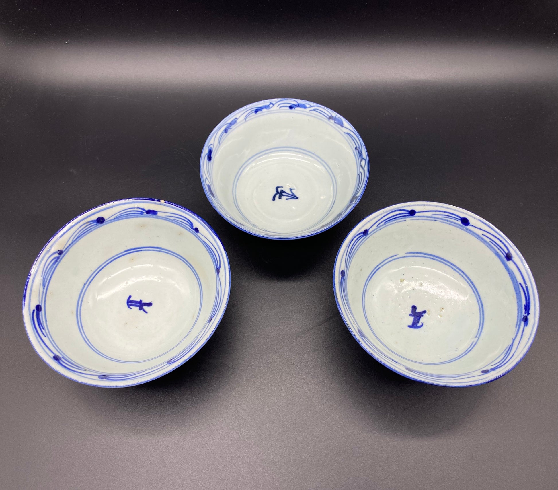 Christies Asian Art - Three Chinese Provencal Blue & White Qing Porcelain Bowls 18th Century 