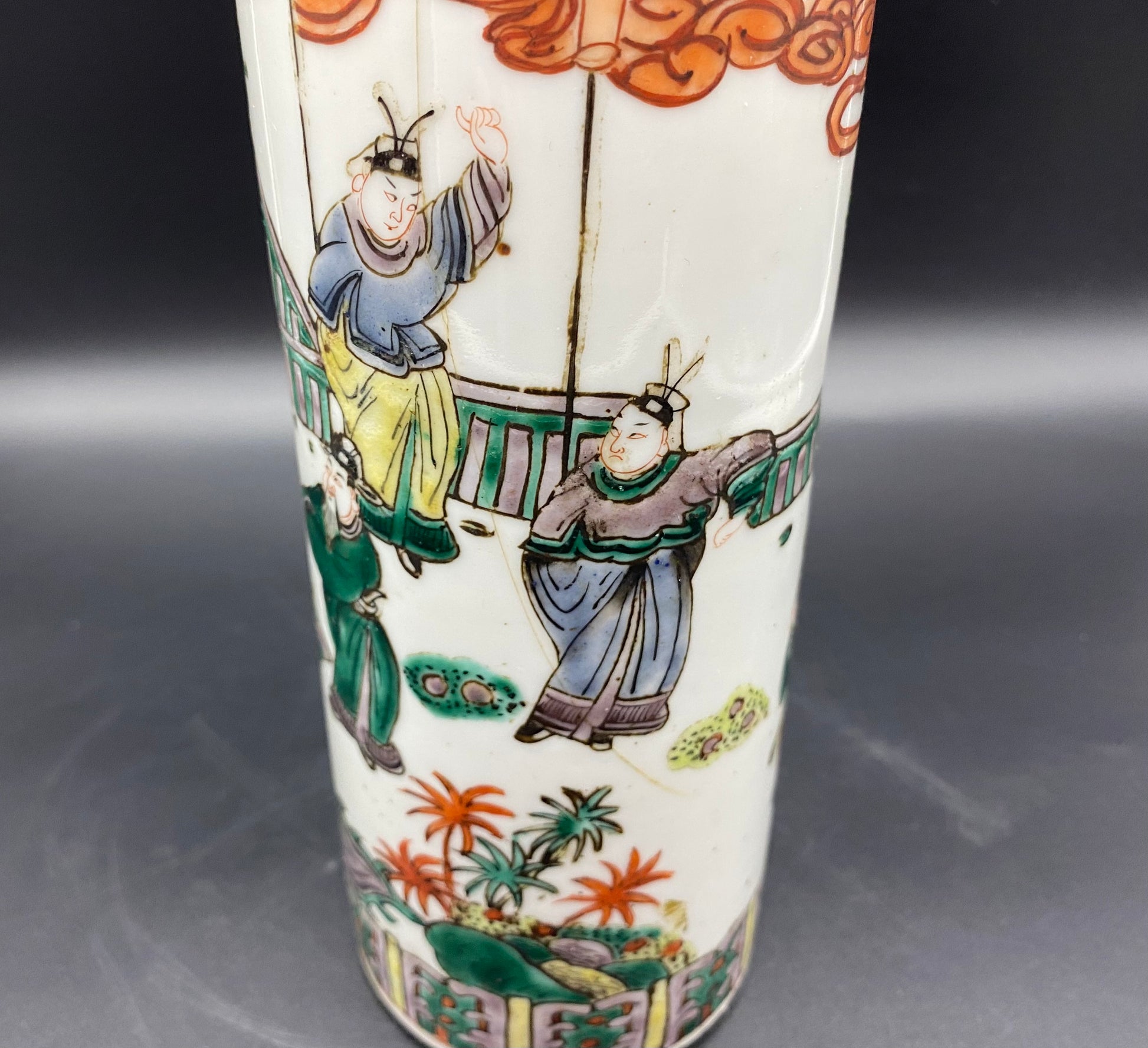 This vase displays very well and is good quality piece of famille vert Chinese porcelain