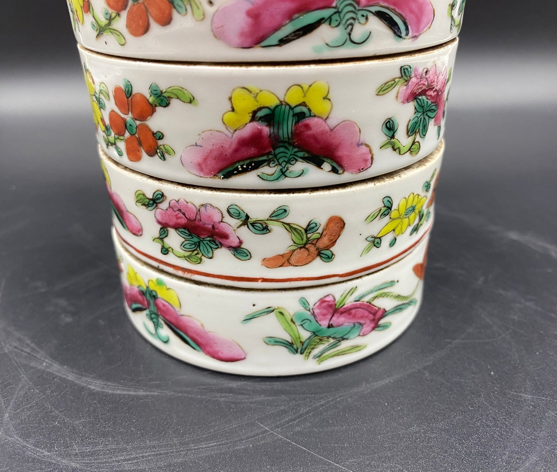 KB Antiques - Chinese Porcelain Stacking Box Famille Rose. Qing Period, 19th Century.