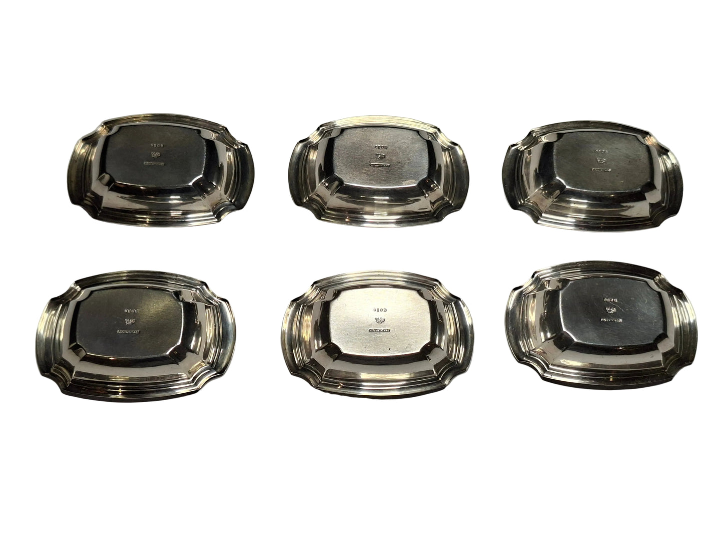 BACK VIEW OF A SET OF 6 WHITING STERLING SILVER BOWLS