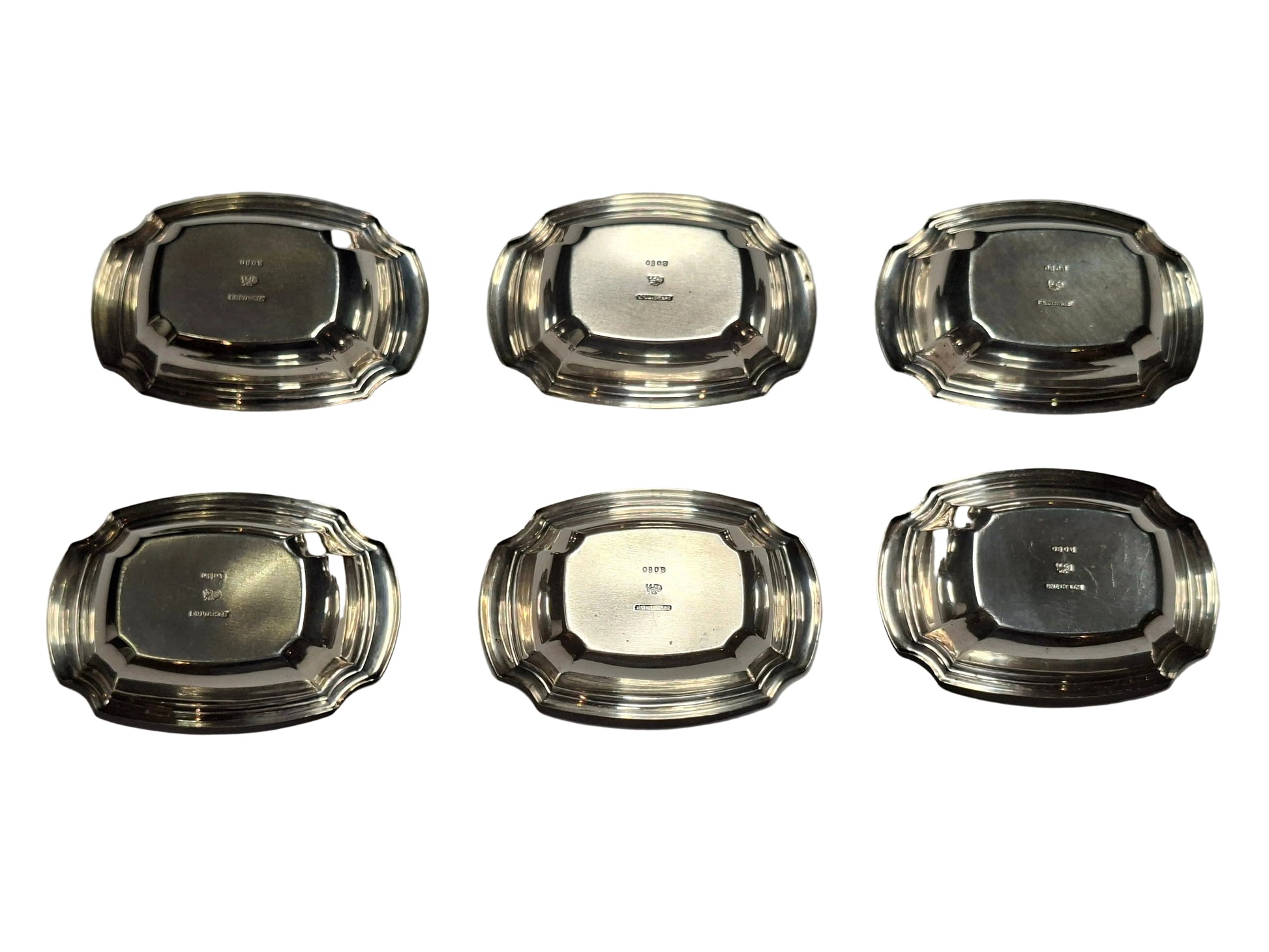 SET OF 6 925 STERLING SILVER PIN BOWLS
