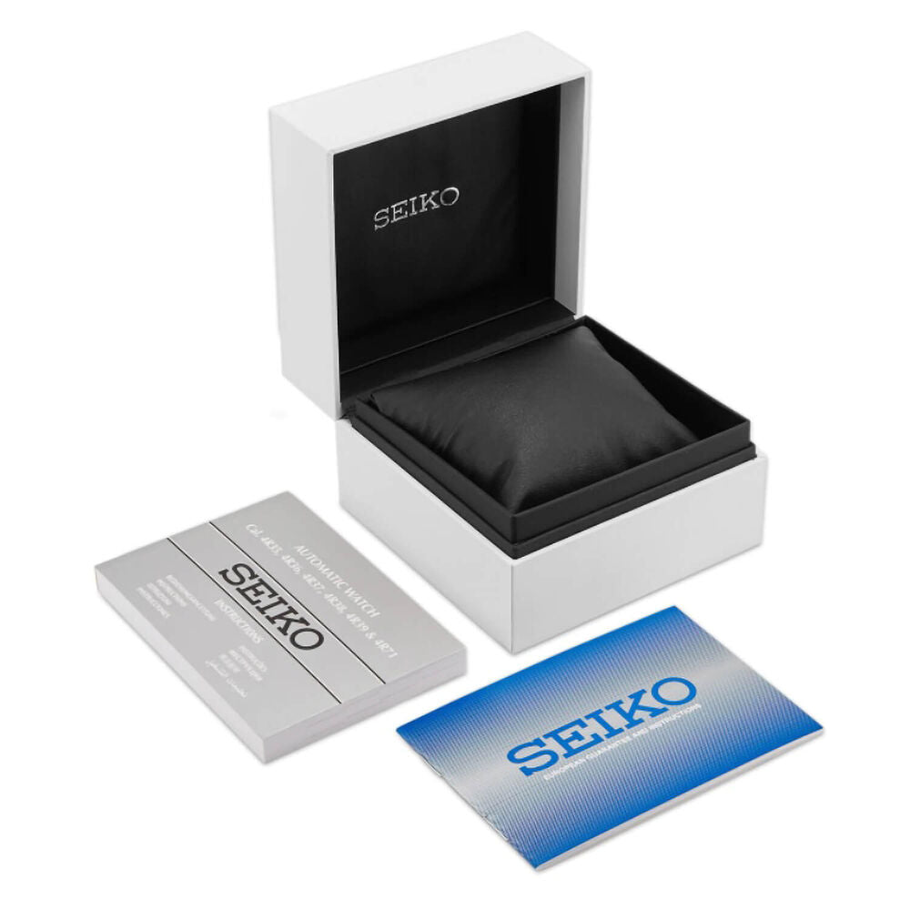 The fascinating blue sunray dial shimmers with a pattern fixed by the glossy, finishing layers - SEIKO WATCH BOXES FOR SALE 