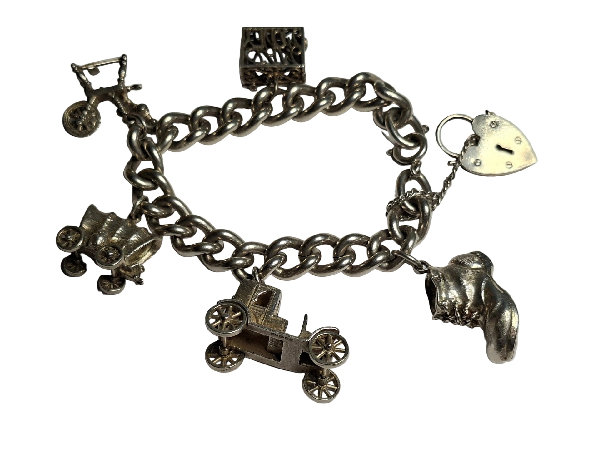 Vintage Sterling Silver Charm Bracelet, beautifully crafted and full of character. Made from genuine sterling silver