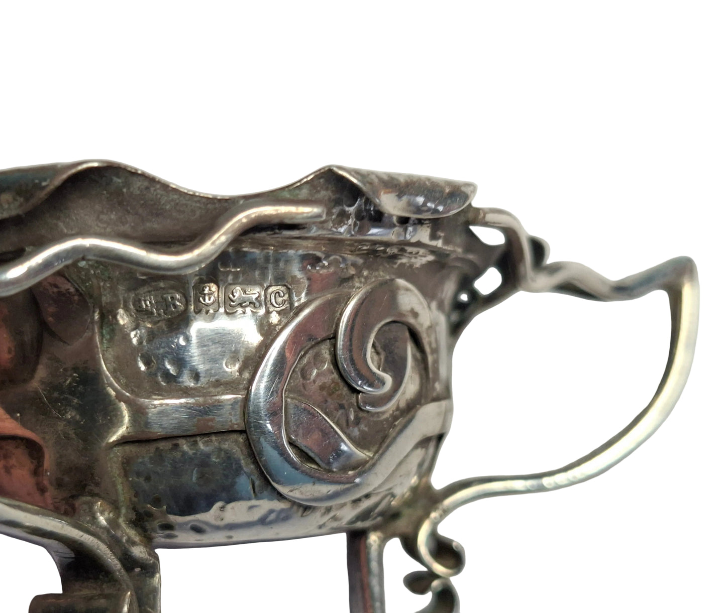 Antique 925 Silver three handled Irish design hammered finish bowl 1902