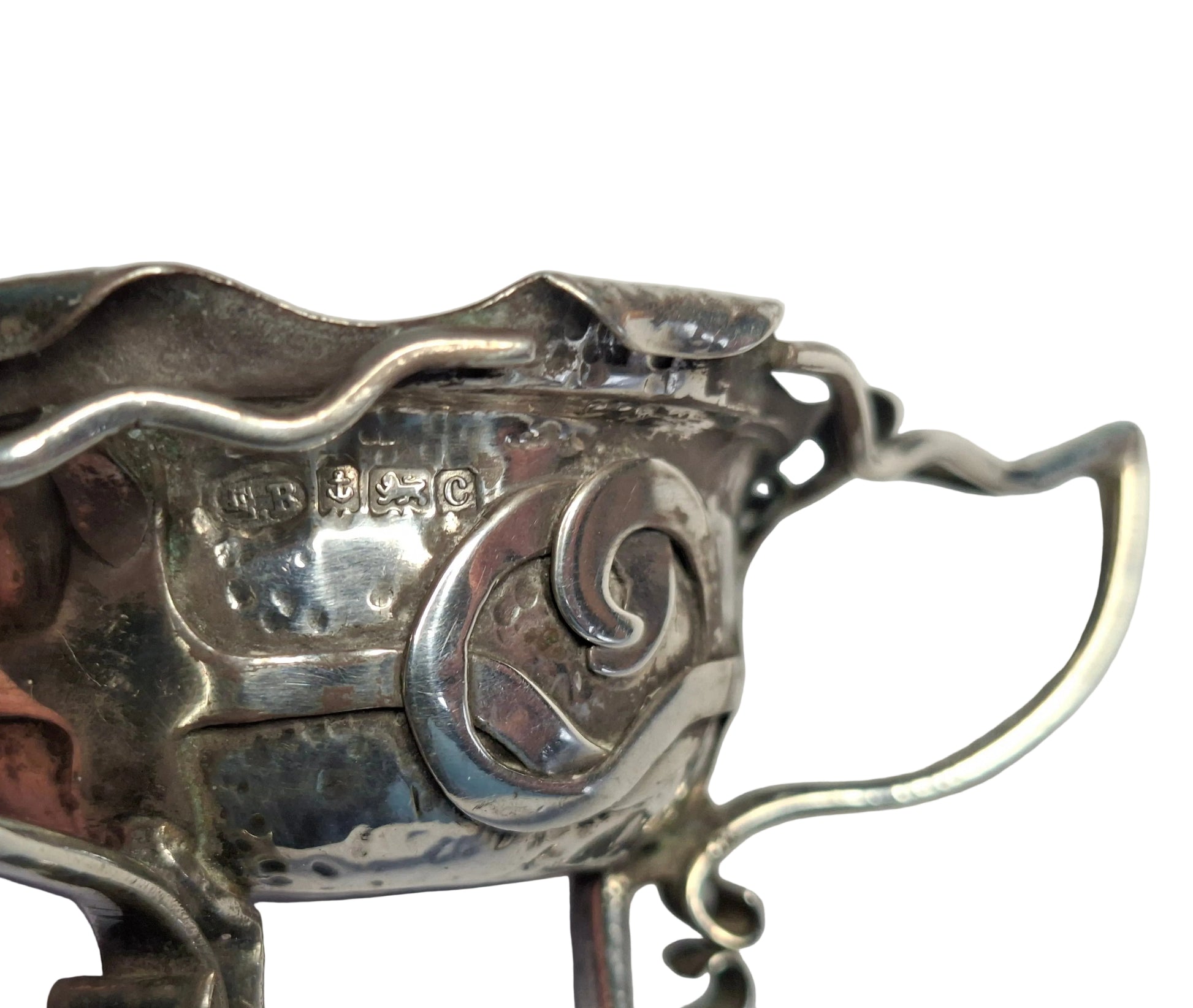 Antique 925 Silver three handled Irish design hammered finish bowl 1902