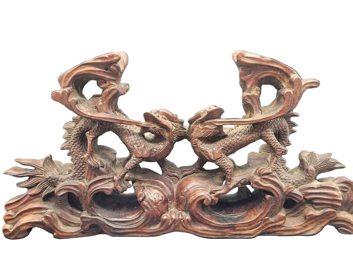 Chinese Qing Carved Dragon Incense Stand 19th Century