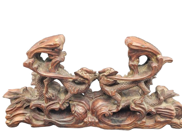 Chinese Qing Carved Dragon Incense Stand 19th Century