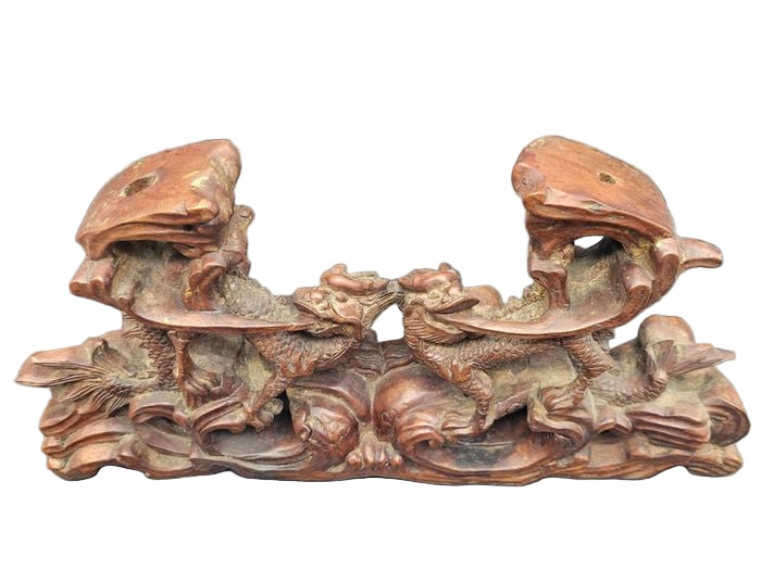 Chinese Qing Carved Dragon Incense Stand 19th Century