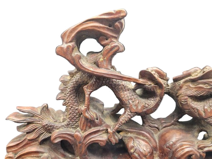 Chinese Qing Carved Dragon Incense Stand 19th Century