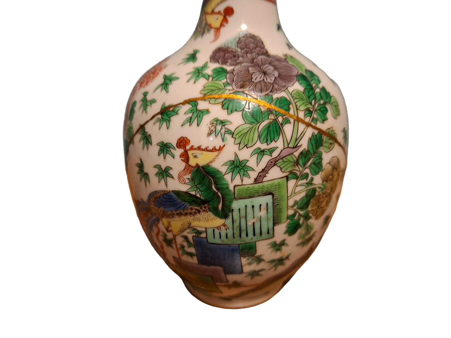 Chinese famille verte mei ping vase decorated in the phoenix Pattern, Hand Painted