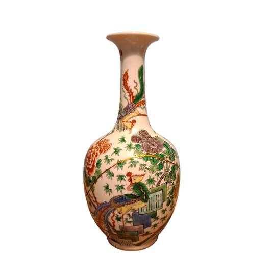 Late 19th Century famille verte mei ping vase phoenix Pattern, Hand Painted