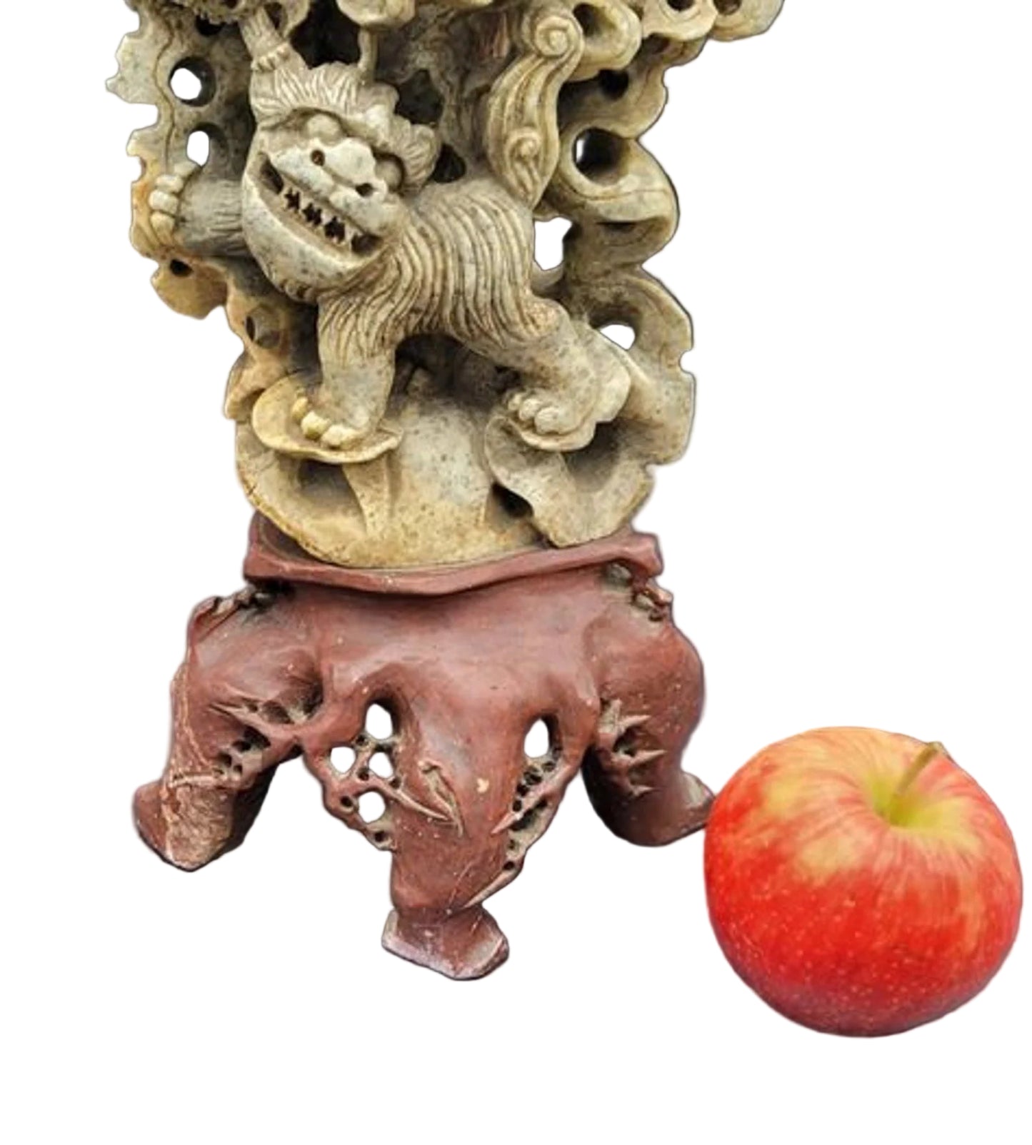 Large Antique 19th/20th Century Chinese Qing Soapstone Foo Dog Carving