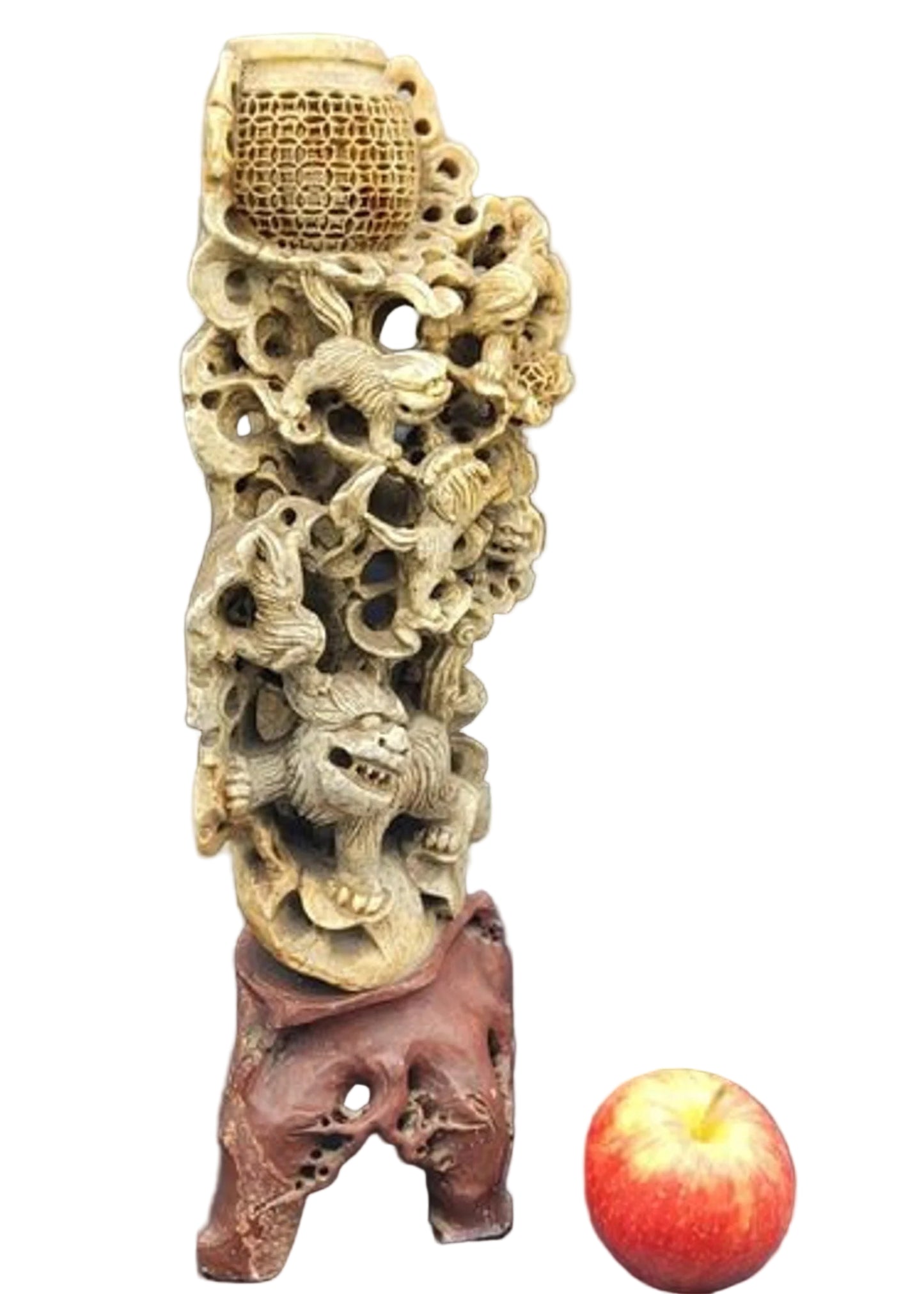 Large Antique 19th/20th Century Chinese Qing Soapstone Foo Dog Carving