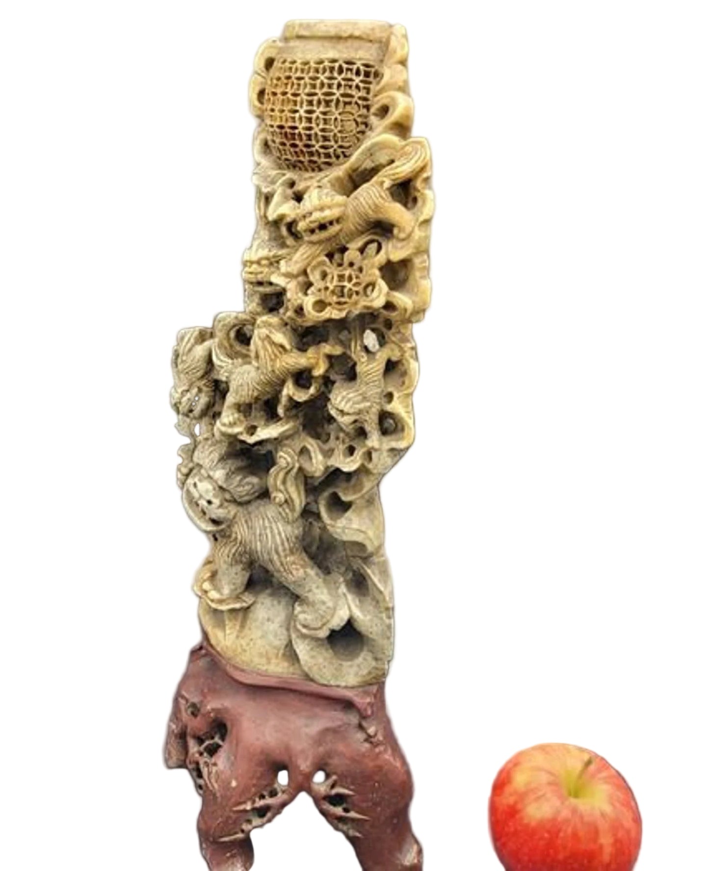 Large Antique 19th/20th Century Chinese Qing Soapstone Foo Dog Carving