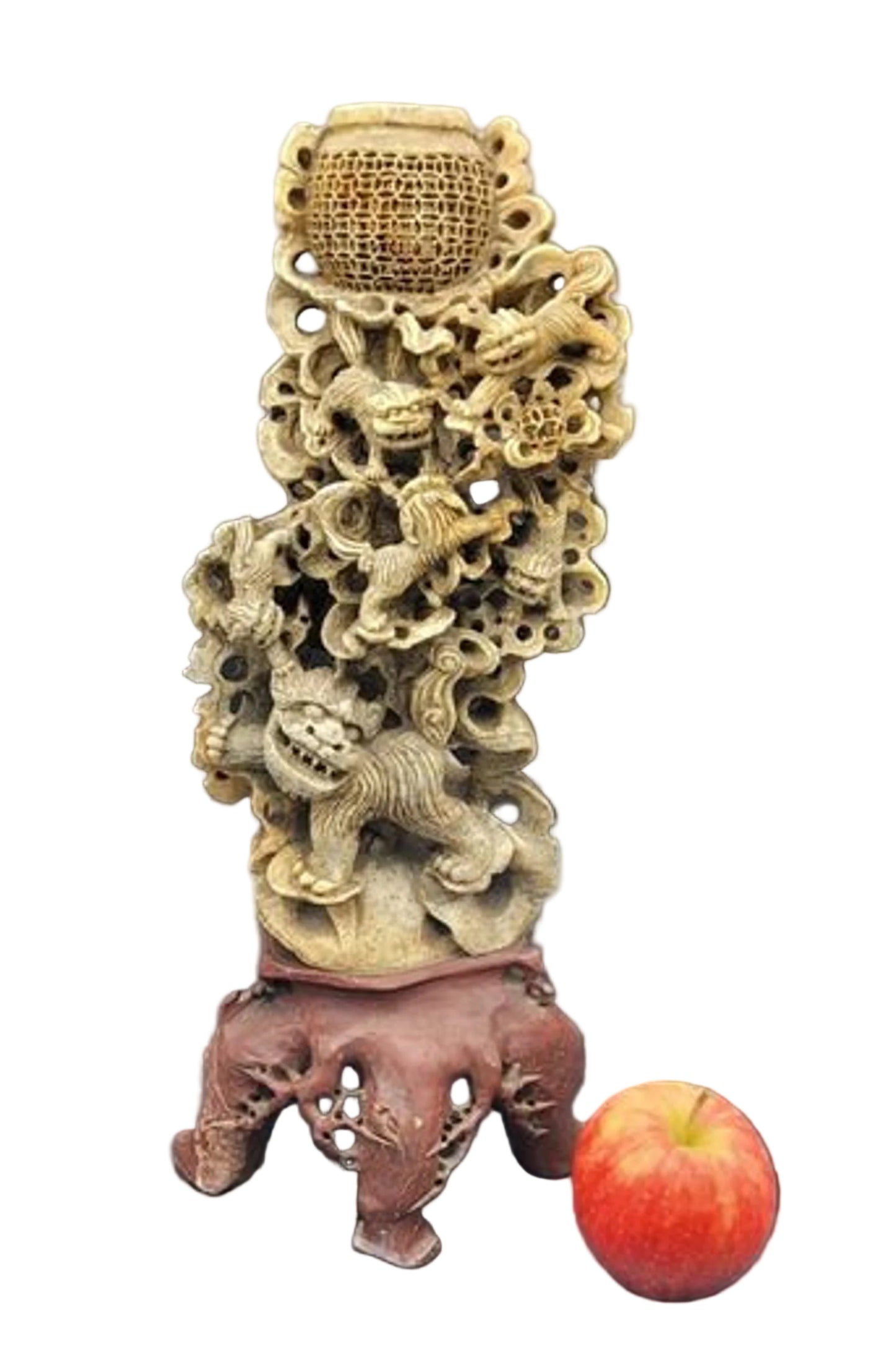 Large Antique 19th/20th Century Chinese Qing Soapstone Foo Dog Carving