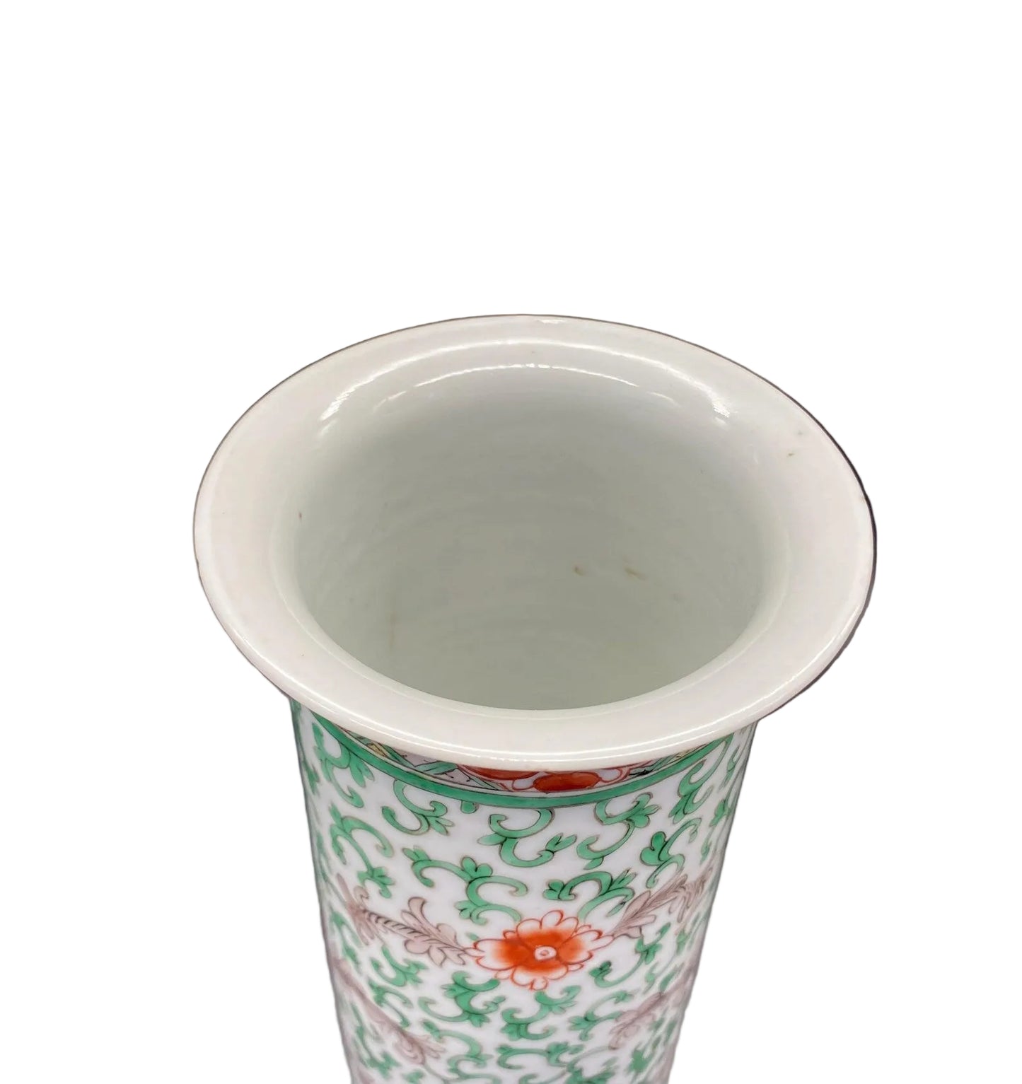 Famille Vert Chinese Porcelain Brush Pot Vase Qing 19th Century