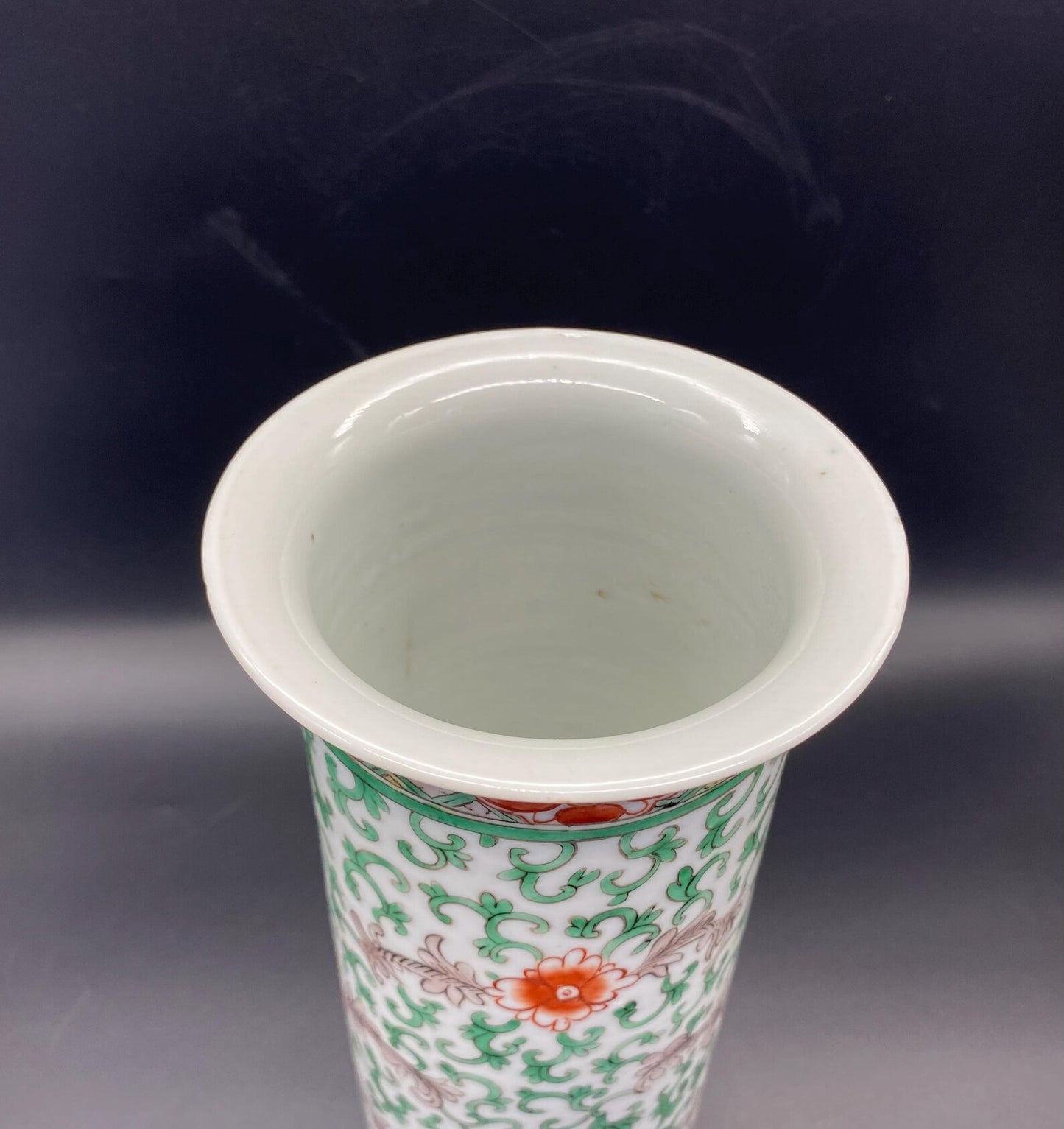 Famille Vert Chinese Porcelain Brush Pot Vase Qing 19th Century