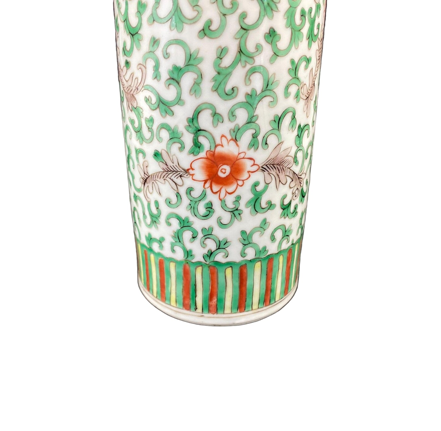 Famille Vert Chinese Porcelain Brush Pot Vase Qing 19th Century