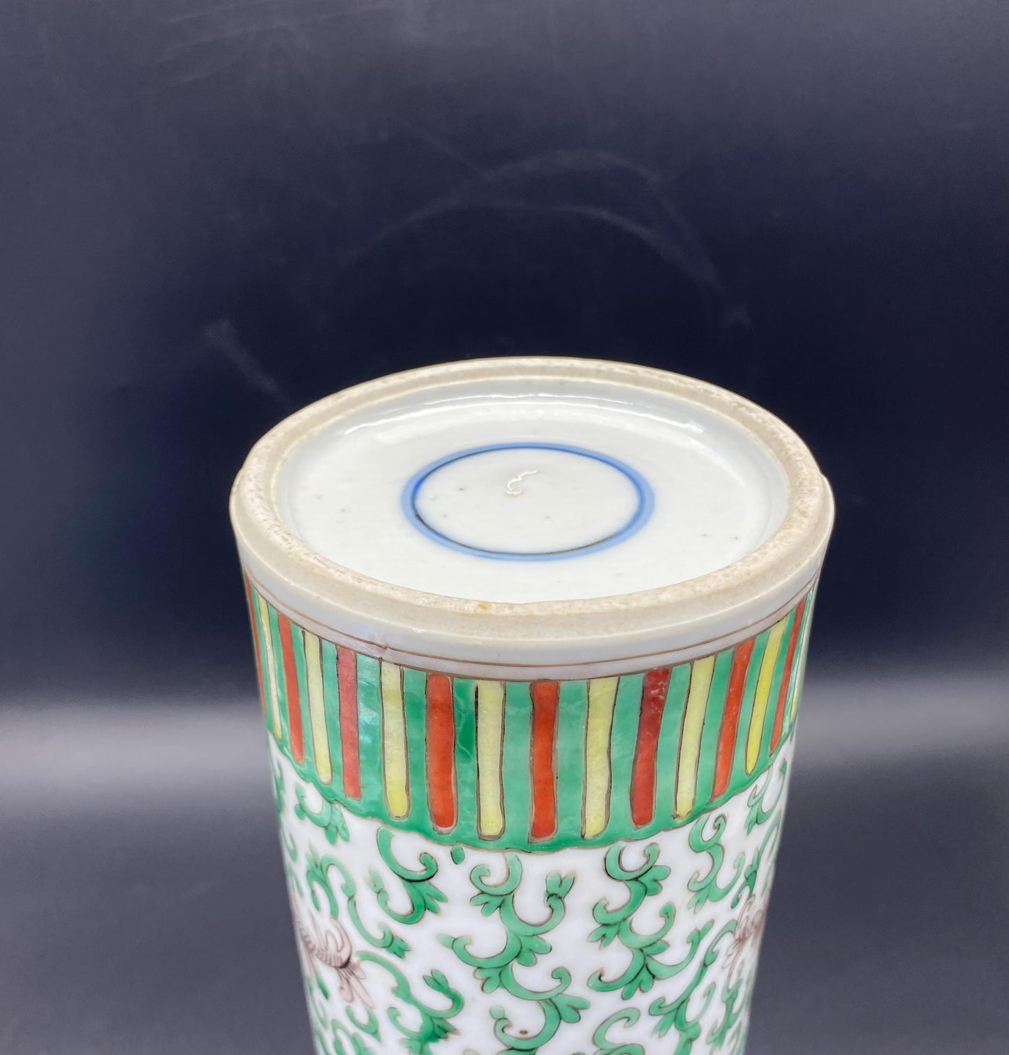 Famille Vert Chinese Porcelain Brush Pot Vase Qing 19th Century