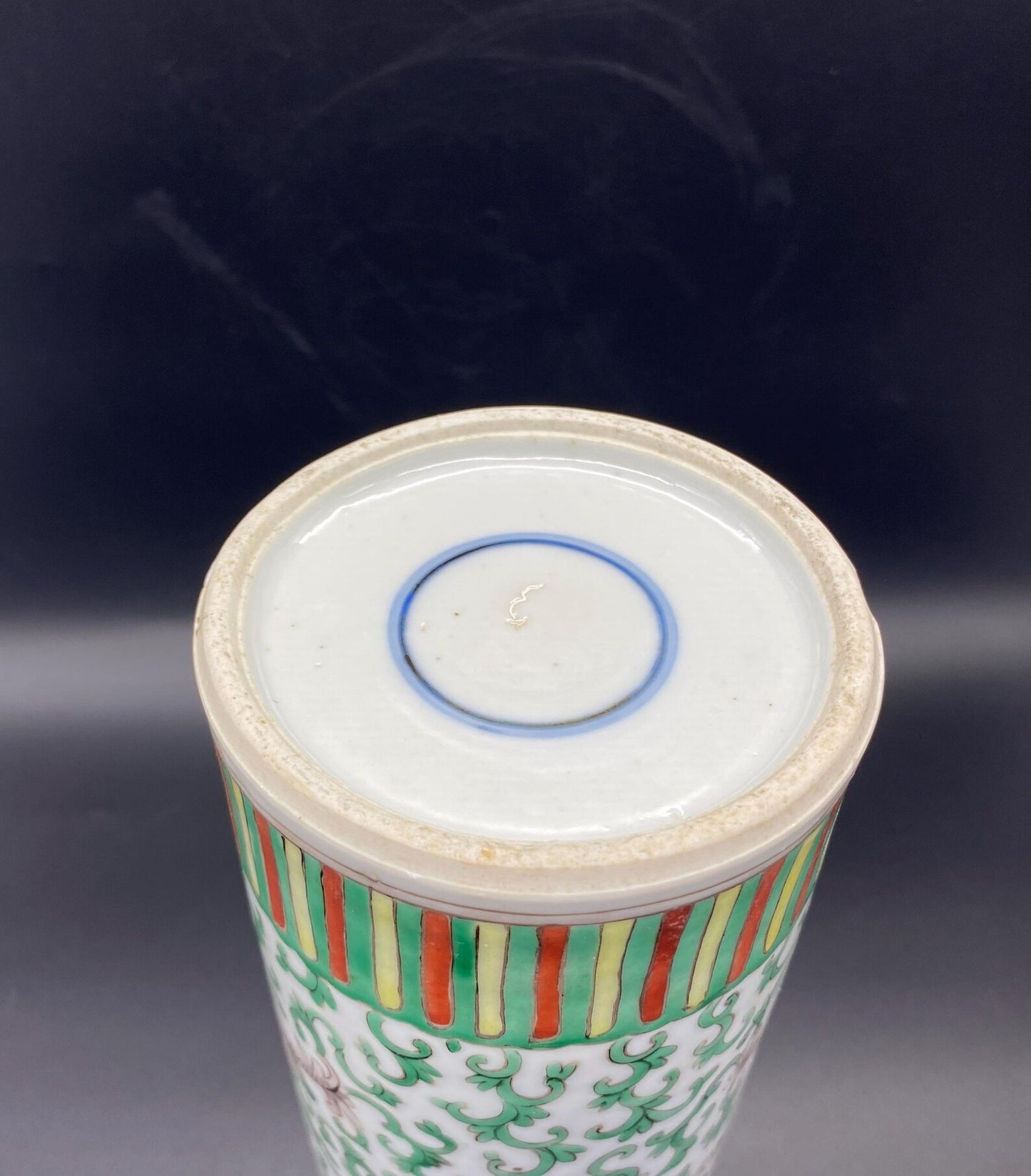 Famille Vert Chinese Porcelain Brush Pot Vase Qing 19th Century