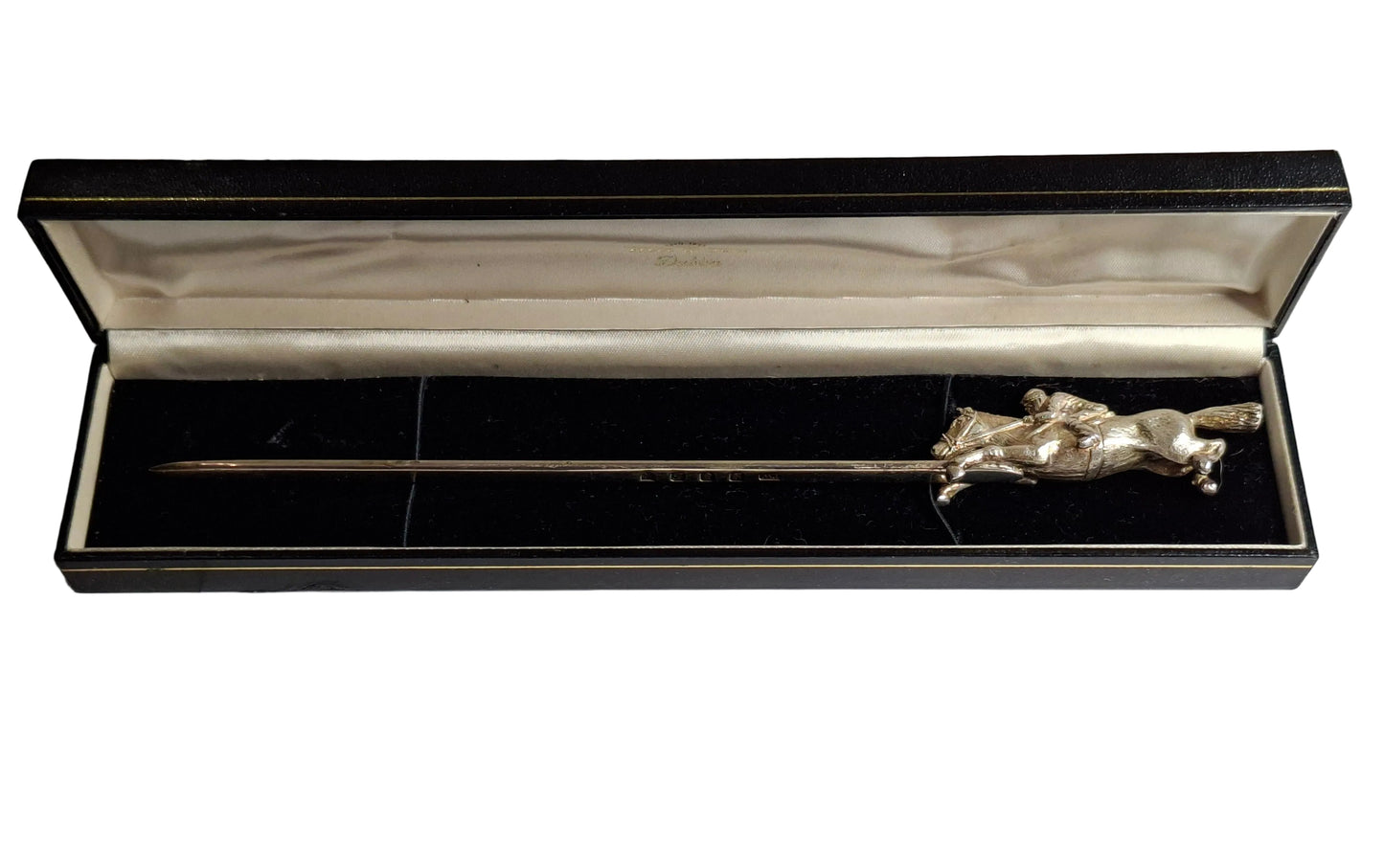 vintage Irish silver letter opener with an equestrian figure mount.