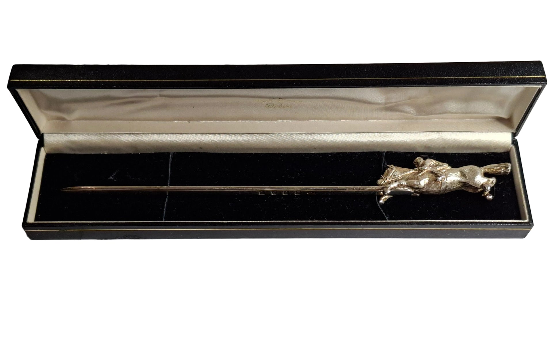 vintage Irish silver letter opener with an equestrian figure mount.