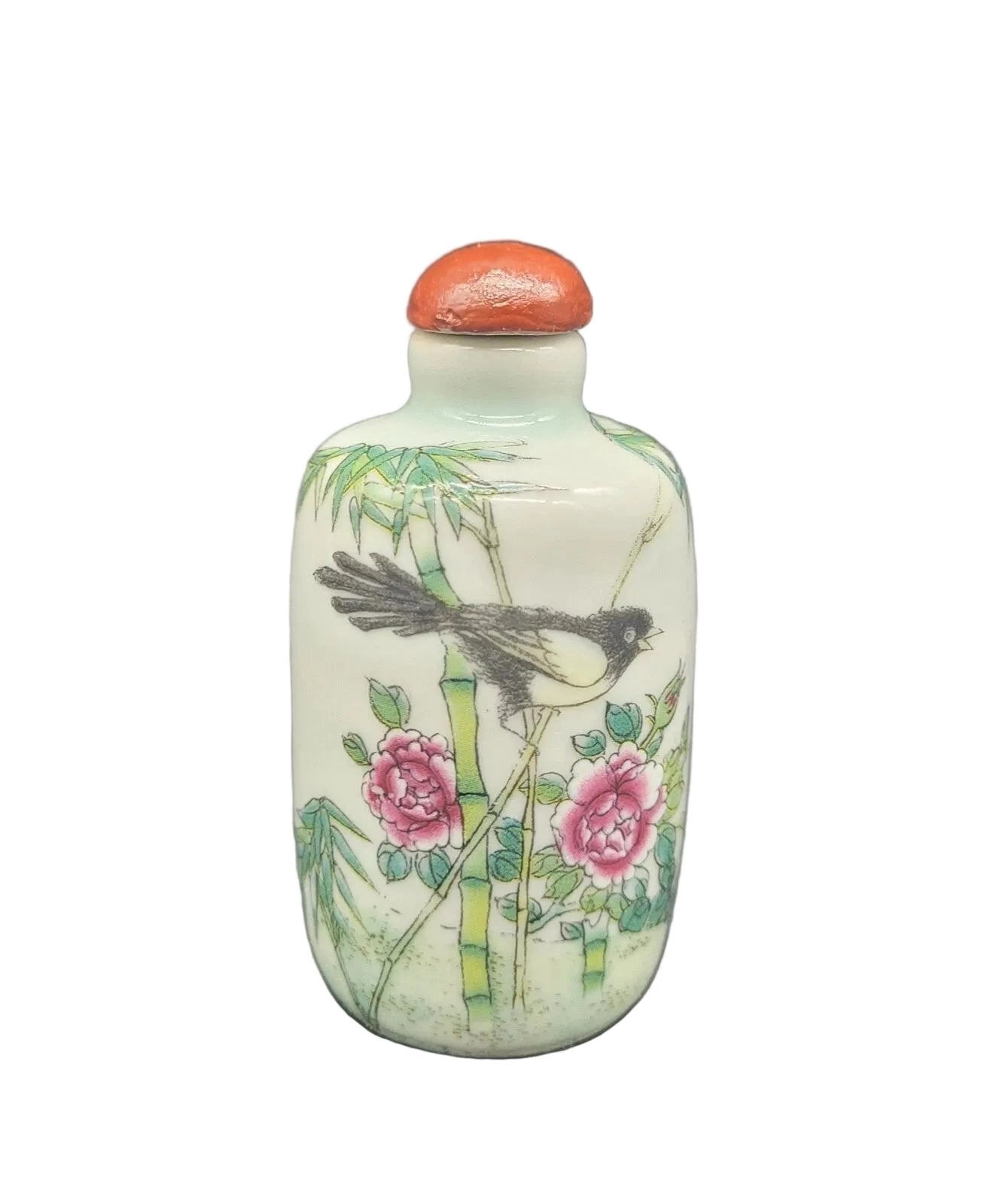 Famille Rose Porcelain Snuff Bottle Chinese Qing 19th Century