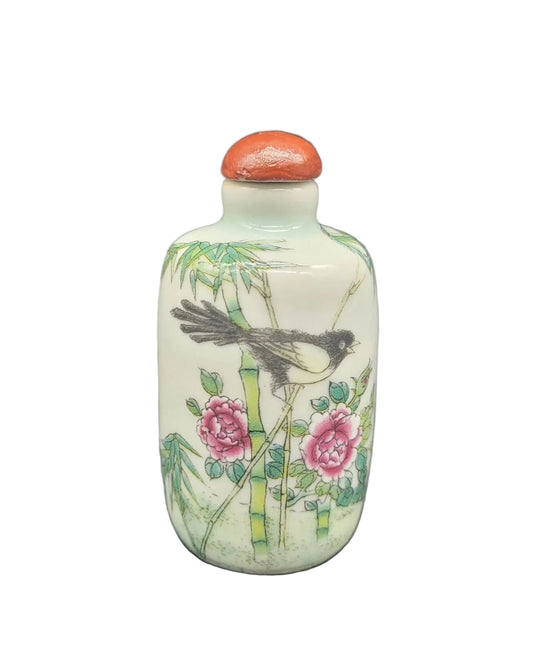 Famille Rose Porcelain Snuff Bottle Chinese Qing 19th Century