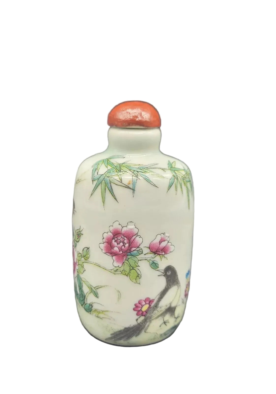 Famille Rose Porcelain Snuff Bottle Chinese Qing 19th Century