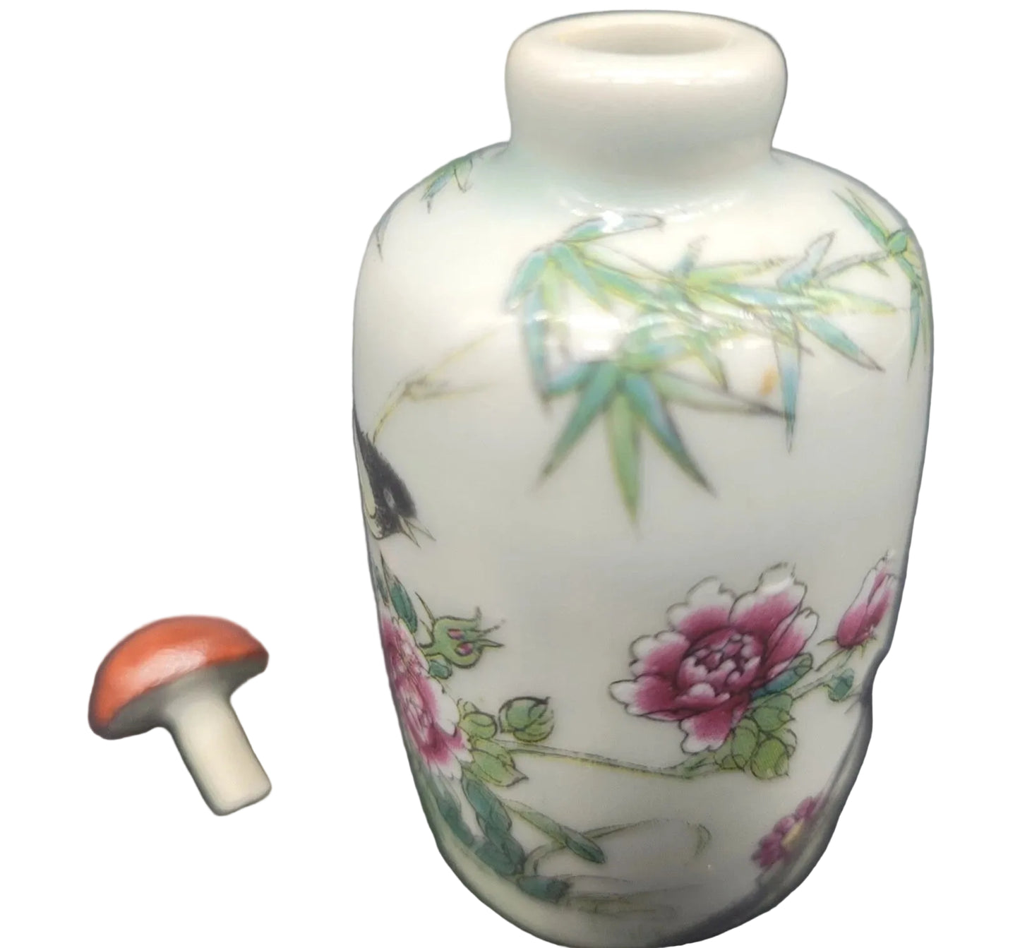 Famille Rose Porcelain Snuff Bottle Chinese Qing 19th Century