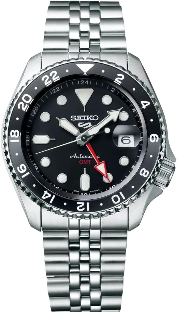 Seiko 5 Sports SKX Sports Style GMT Stainless Steel Black Dial Automatic SSK001 SSK001J1 SSK001J 100M Men's Watch 