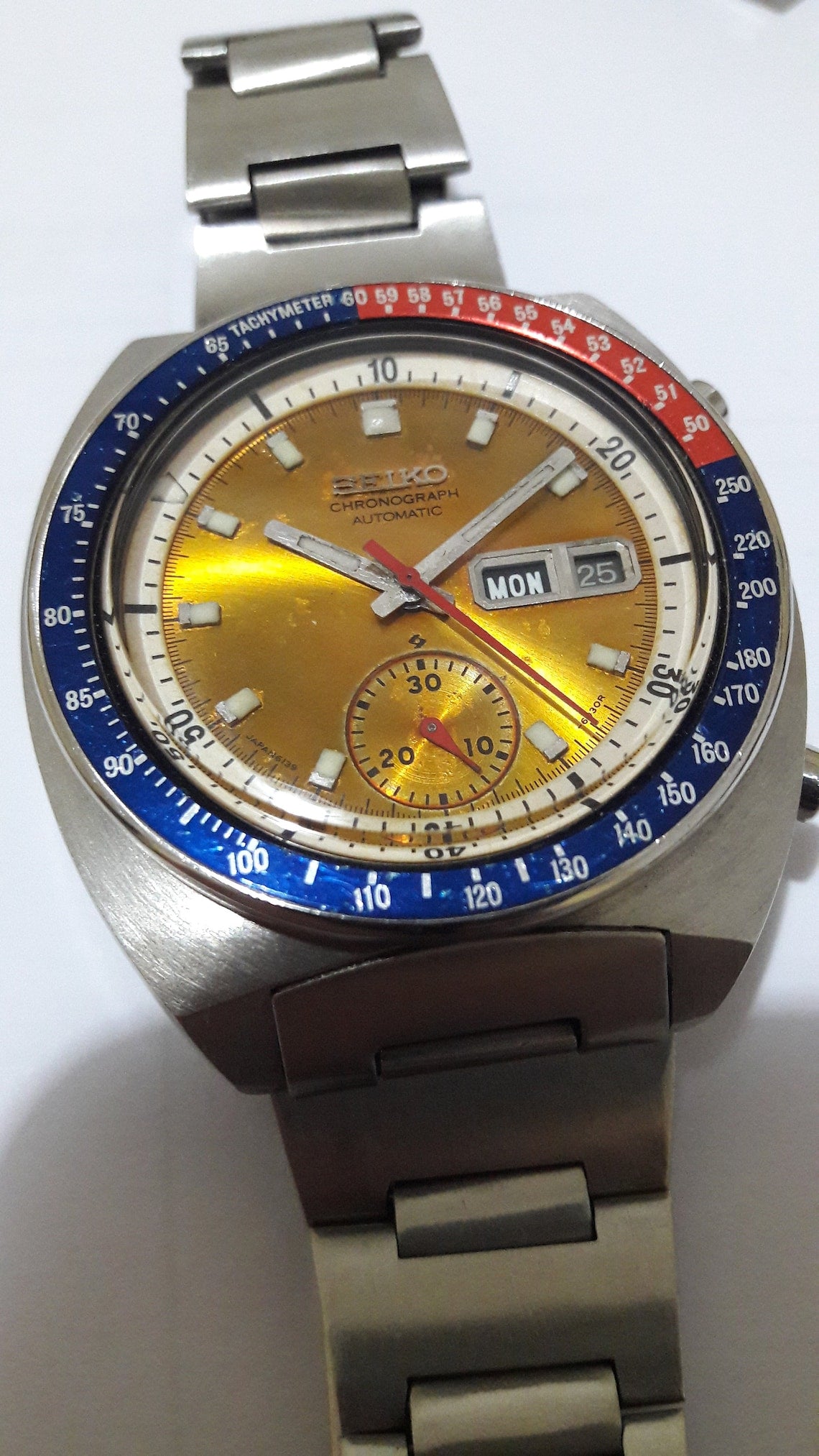 Seiko Pogue Pepsi bezel automatic chronograph vintage watch 
