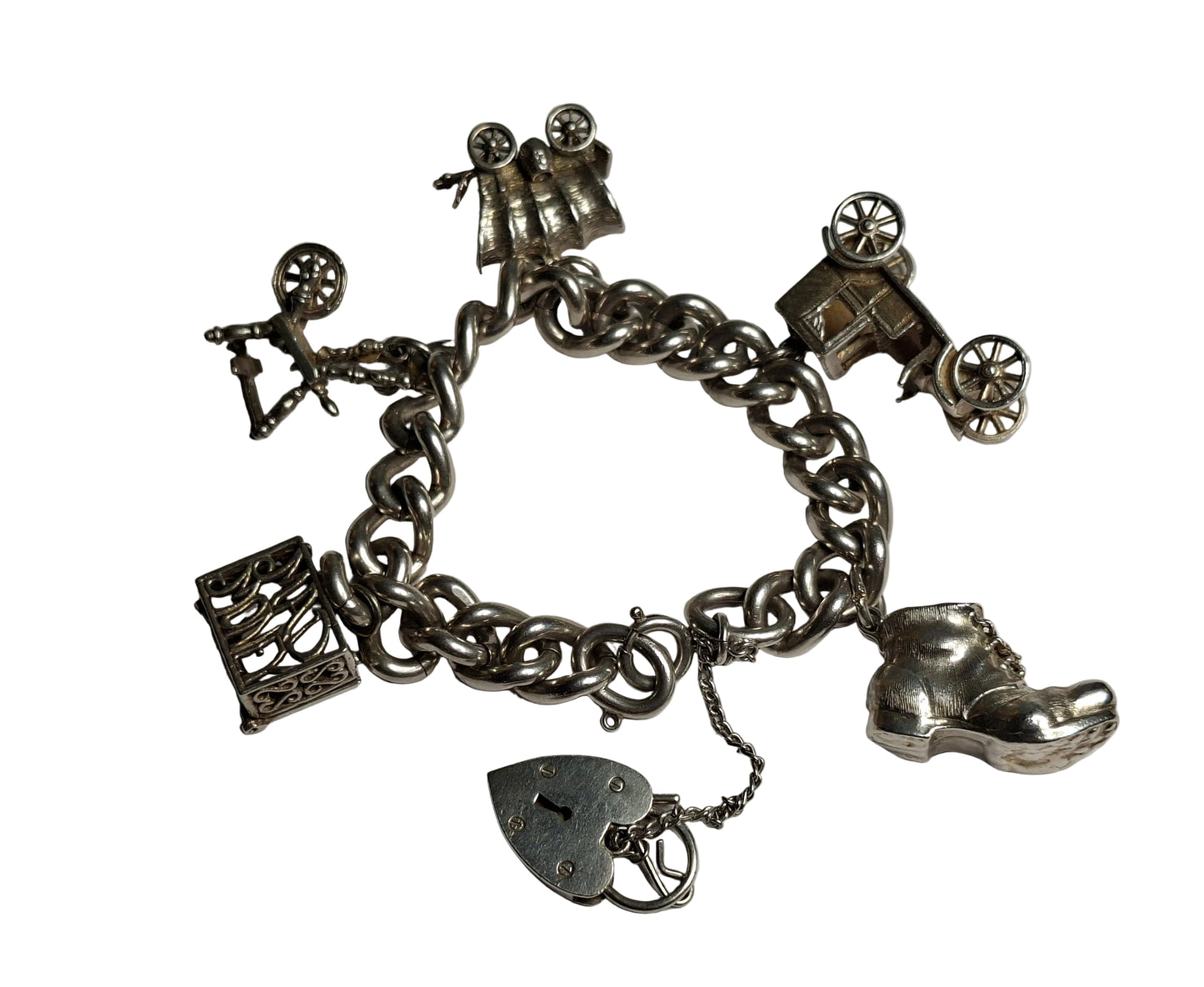 Solid Silver Charm Bracelet, beautifully crafted and full of character. Made from genuine sterling silver