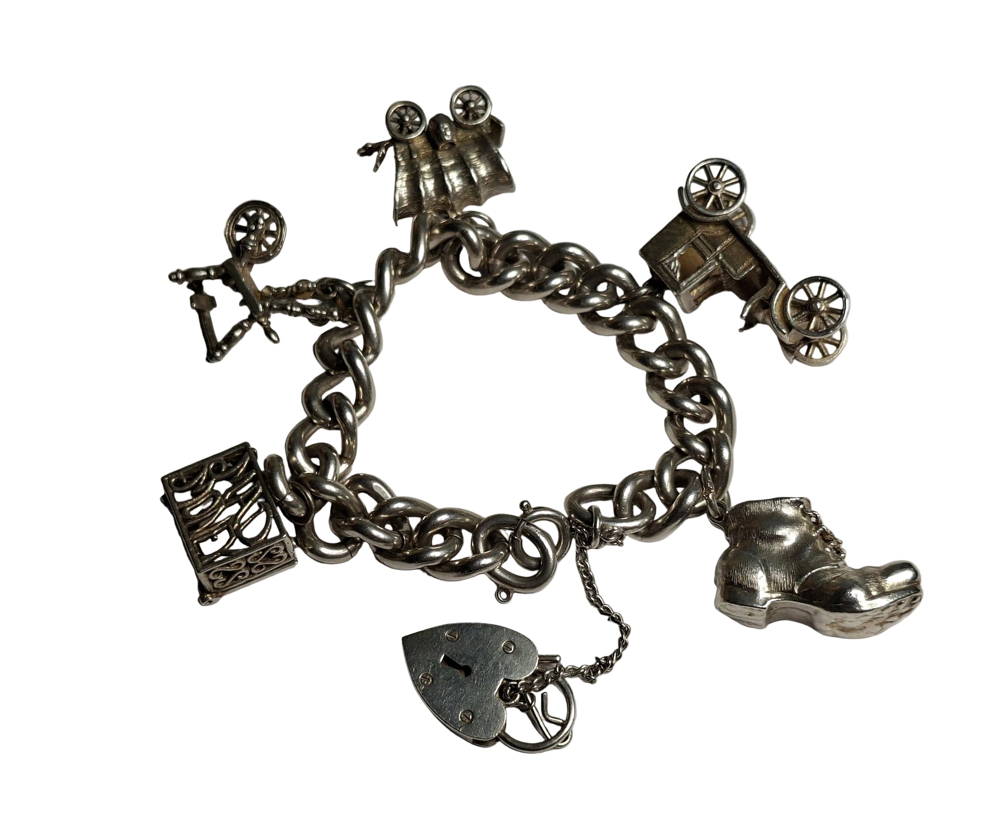 Solid Silver Charm Bracelet, beautifully crafted and full of character. Made from genuine sterling silver