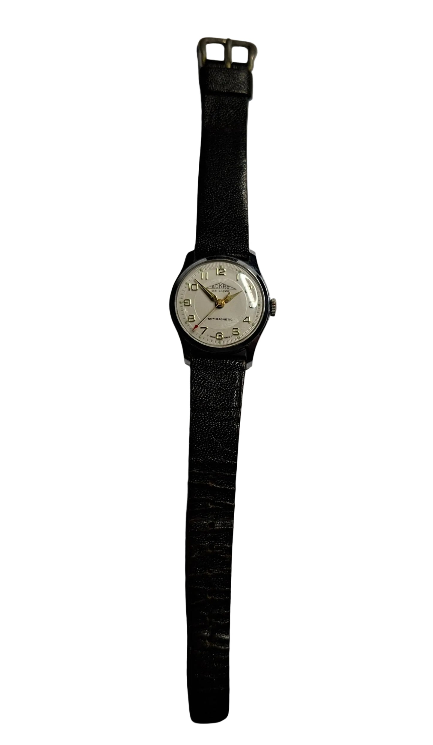 Swiss ARKO Watch with cream dial,  gold hands and numbers with sweeping red tipped seconds hand